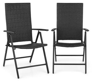 Blumfeldt Estoril, scaun de gradină, polyratan, aluminiu, 7 niveluri, pliabil, negru