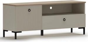 Comoda TV mica DOMINICA, grej/stejar, PAL laminat, 135x41x55 cm