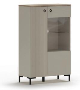 Vitrina pentru living DOMINICA, grej/stejar, PAL laminat, 86x41x137 cm
