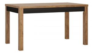 Masă de sufragerie cu masă extensibilă, stejar închis/negru mat, LUCITA HAVT02