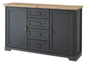 Comoda JASMIN, gri grafit/stejar artisan, PAL, cu 2 usi si 4 sertare