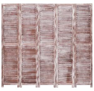 Paravan de cameră cu 5 panouri, maro, 175 x165 cm, lemn