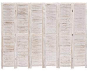 Paravan de cameră cu 6 panouri, alb, 210 x165 cm, lemn