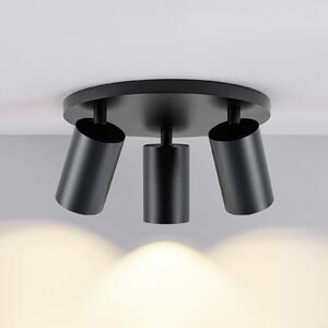 Deko-Light Spot de plafon CAN TILT, negru, Ø 25 cm, 3 becuri metalice GU10, reglabil, Negru, Camera de zi / sufragerie, Aluminiu, Plafon semicircular cu spațiere