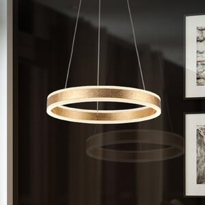 Schuller Valencia Lampă suspendată LED Helia, aurie, Ø 50 cm, metal, Auriu / Alamă, Camera de zi / sufragerie, Aluminiu