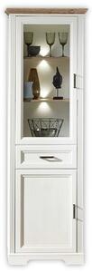 Vitrina JASMIN, alb/stejar artisan, PAL/sticla, cu iluminare LED, 66x4