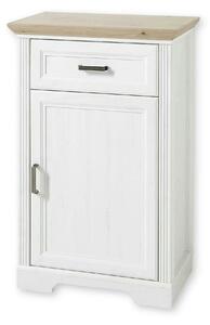 Comoda JASMIN, alb/stejar artisan, PAL, cu o usa si un sertar, 65x41x1
