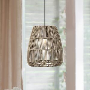 PR Home Lampă suspendată Saigon, aspect ratan, gri, Ø 28 cm