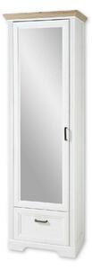 Dulap JASMIN, alb/stejar artisan, PAL, cu o usa si un sertar, 65x41x20