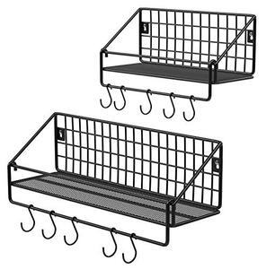 Raft de perete, Songmics, Negru, 40x13x12 cm