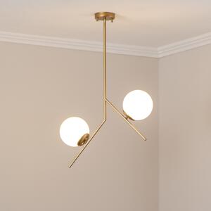 Opviq Lampă suspendată Dolunay, 43 cm lungime, 2 becuri, auriu, E27, reglabil, Auriu / Alamă, Camera de zi / sufragerie, Metal, Modern
