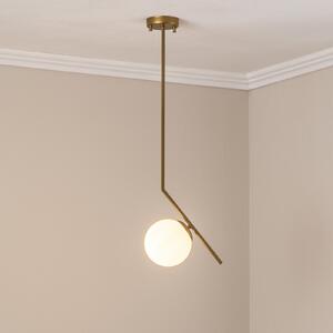 Opviq Lampă suspendată Dolunay, 25 cm lungime, auriu, sticlă, E27, reglabil, Auriu / Alamă, Camera de zi / sufragerie, Metal, Modern