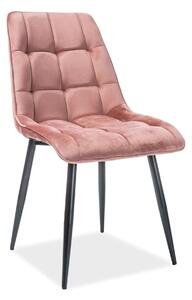Scaun CHIC, roz/negru, stofa catifelata/metal, 50x43x88 cm
