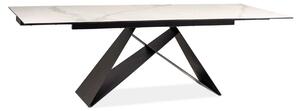 Masa extensibila WESTIN III, alb/negru, ceramica/metal, 160-240x90x75