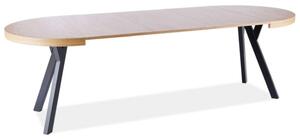 Masa DOMINGO, stejar natural/negru, PAL laminat, 100/250x100x76 cm