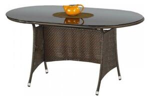 Masa gradina MASTER, maro inchis/negru, sticla/metal, 150x90x74 cm