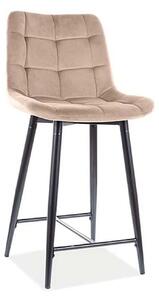 Scaun bar CHIC H-2, bej - Bluvel 28/negru, stofa catifelata/metal, 46x