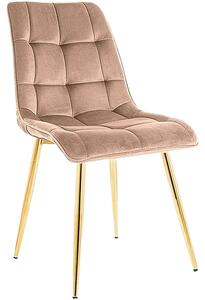 Scaun CHIC bej/auriu, stofa catifelata/metal, 50x43x88 cm