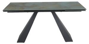 Masa extensibila SALVADORE CERAMIC, turcoaz/negru mat, sticla securiza