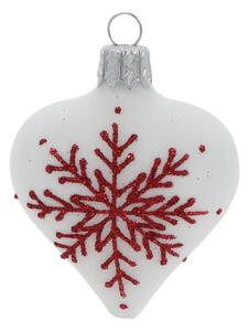 Set 4 globulețe albe de Crăciun din sticlă în formă de inimă Ego Dekor