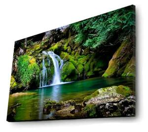 Tablou 4570DACT-34, multicolor, panza/lemn, cu iluminare LED, 70x45 cm