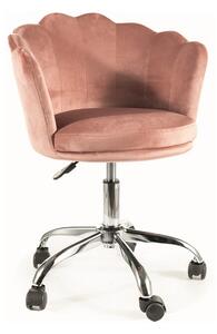 Scaun birou ROSE, roz/crom, stofa catifelata/metal, 56x41x74/83 cm