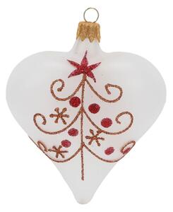 Set 3 globulețe albe de Crăciun din sticlă în formă de inimă Ego Decor