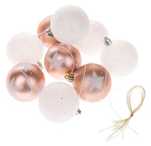 Set 9 globuri pentru bradul de Crăciun Dakls, alb-roz