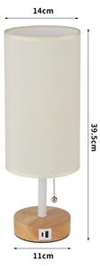Brilagi - Lampă de masă TABLON cu port USB, 1xE27/25W/230V, stejar/alb/crem
