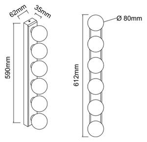 Open Design OR85693 - Aplică de perete MERINO, 6xG9/8W/230V, 61 cm, IP44, crom lucios