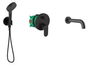 Set conexiune unghiulară cu mâner Hansgrohe Fixfit 26888670, baterie cadă-duș Hansgrohe Vernis Blend 71466670, 71420670, 01800180, 28272670, 26340670