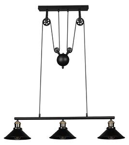 Reality - Candelabru suspendat pe cablu POULI, 3xE27/40W/230V, negru