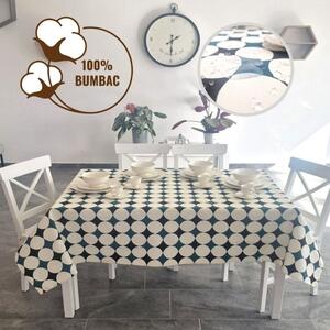 Fata de masa teflonata din bumbac, 160x320cm, model geometric cu buline