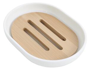 Aqualine Snow săpunieră stativ alb-lemn 7581
