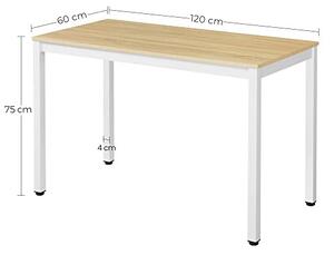 Birou, Vasagle, Lemn-Alb, 120x60x76 cm