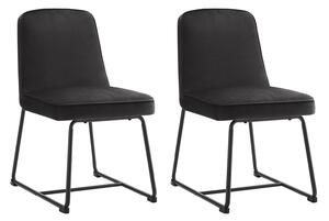 Set de 2 scaune de sufragerie din catifea, scaun tapițat cu spătar pentru sufragerie/living, 46x45x81,5 cm, Negru