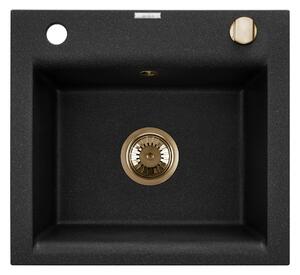 Invena Tesalia chiuvetă din granit 48x44 cm negru AZ-01-Z41