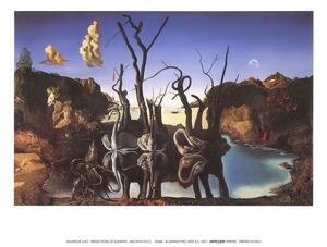 Swans Reflecting Elephants, 1937 Reproducere, Salvador Dalí, (30 x 24 cm)