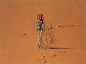 Female Figure with Head of Flowers, 1937 Reproducere, Salvador Dalí, (30 x 24 cm)