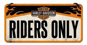 Placă metalică Harley-Davidson - Riders Only, (20 x 10 cm)