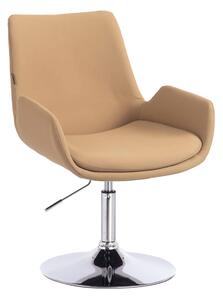 HR240N Scaun Carmel Piele Ecologica Premium Soft cu Bază Cromata