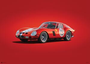 Ferrari 250 GTO - Red - 24h Le Mans - 1962 Reproducere, (70 x 50 cm)