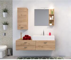 Set baie ~Dolomites~ format din 3 piese, lavoar inclus, material fronturi MDF, culoare stejar