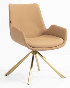 HR240 BAZA STEA Scaun Carmel Piele Ecologica Premium Soft cu Bază Aurie