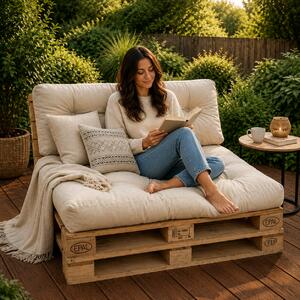 Set perne grădină ”Pallet Soft Seating” (8) + Fata de masa cadou