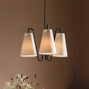 Globen Lighting Lampă suspendată Lou 3, alb Bouclé/negru, țesătură, reglabil, Alb, Camera de zi / sufragerie, Țesătură / Textil, Design