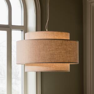 Globen Lighting Lampă suspendată Noah Bouclé, Ø 70 cm, bej, reglabil, Bej, Camera de zi / sufragerie, Țesătură / Textil, Scandinavă