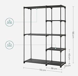 Dulap pentru haine, Songmics, Negru, 112x43x165 cm