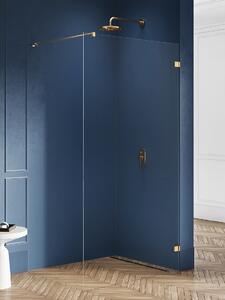 New Trendy Avexa Gold Brushed perete cabină de duș walk-in 80 cm auriu periat/sticla transparentă EXK-7003