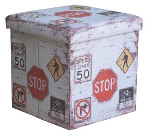 Taburet pliabil cu spatiu de depozitare Stop, Heinner Home, 37.5 x 38 x 38 cm, PVC, multicolor